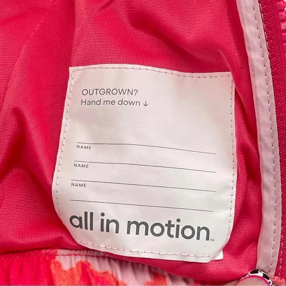 All In Motion Girl’s Abstract Pink Plush Softshell Full Zip Hooded Jacket 6/7